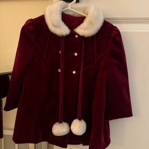 Vintage Burgundy Cute Togs Coat with Hat